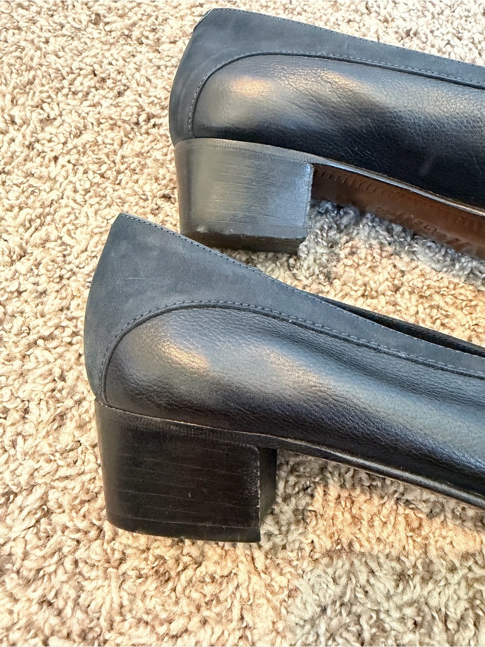 Vintage Black Leather Ballet Flats with Gold Buckle Accent low block heel - Picture 8 of 8